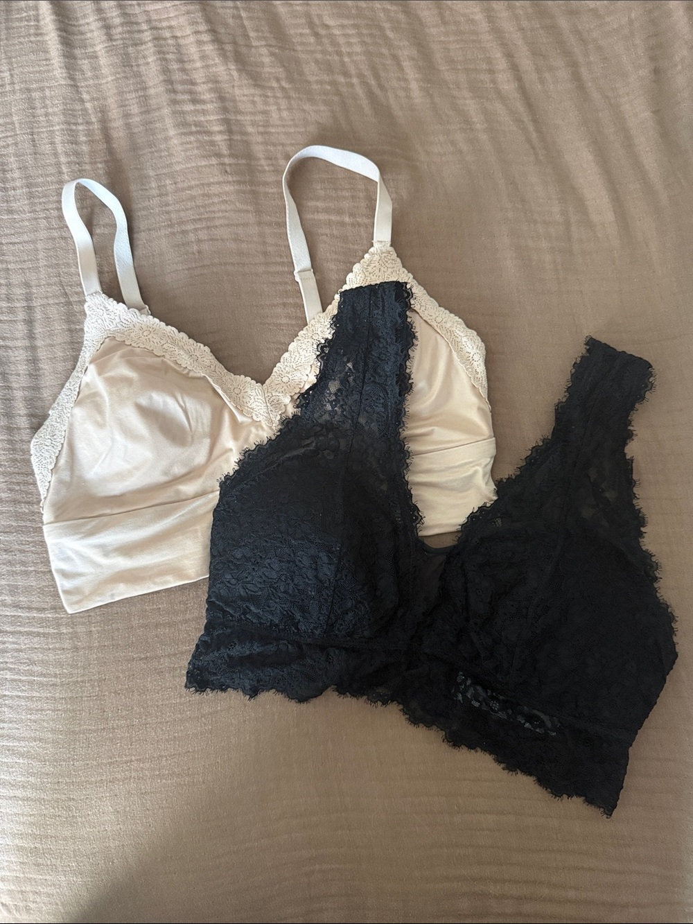 Aerie Lace Bralette Duo - Black & Nude Medium DD